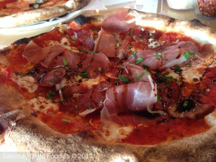 SAUSAGE PARTY - Tomato Sauce, Huntington Fennel Sausage, Zoe’s Natural Bacon, Salami & Prosciutto with Balsamic Drizzle